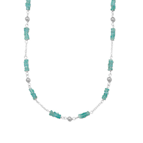 16" + 2" Necklace with Square Apatite Beads
