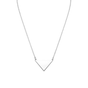 18" Sterling Silver Engravable Triangle Necklace