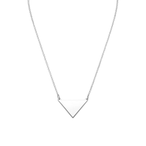 18" Sterling Silver Engravable Triangle Necklace