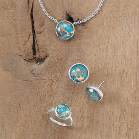 Round Freeform Faceted Quartz over Turquoise Earrings