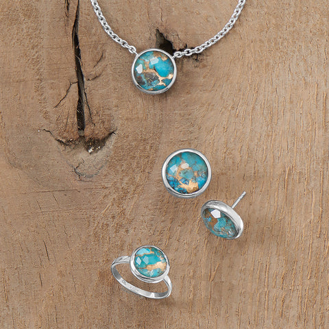 16" + 2" Freeform Faceted Quartz over Turquoise Necklace