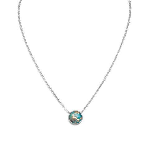 16" + 2" Freeform Faceted Quartz over Turquoise Necklace