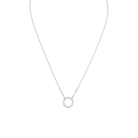 CZ Circle and Bar Drop Necklace