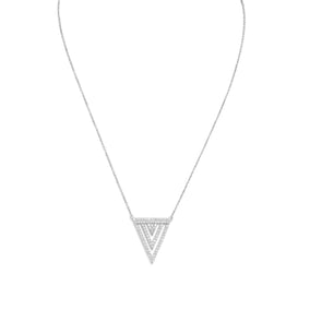 Rhodium Plated CZ "V" Design Necklace