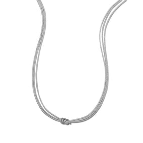 Rhodium Plated Triple Strand Foxtail Necklace