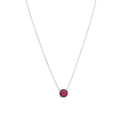 Rhodium Plated Faceted Red Glass Necklace