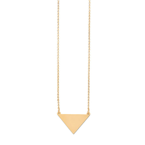 18" 14K Gold Plated Engravable Triangle Necklace