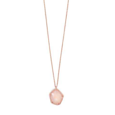 14 Karat Rose Gold Plated Necklace with Rose Quartz