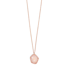 14 Karat Rose Gold Plated Necklace with Rose Quartz