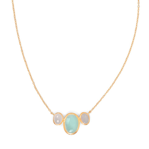 14 Karat Gold Plated Oval Chalcedony Necklace