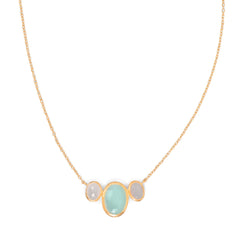 14 Karat Gold Plated Oval Chalcedony Necklace