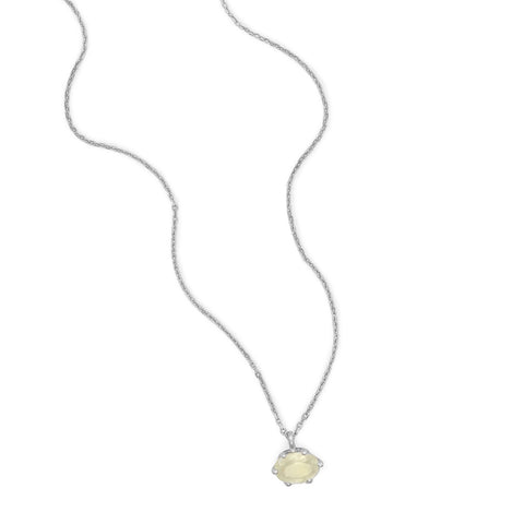 16" Rhodium Plated Prehnite Necklace