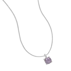 Rhodium Plated Cushion Cut Amethyst Necklace