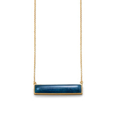 14 Karat Gold Plated Blue Aventurine Bar Necklace