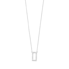 Rhodium Plated Rectangle Necklace with Diamonds