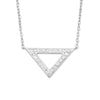 Rhodium Plated Open Triangle Necklace with Diamonds