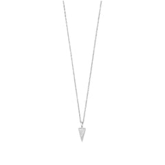Rhodium Plated Small Triangle Necklace with Diamonds