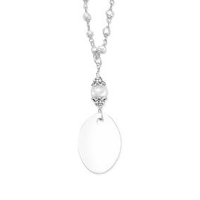 Pyrite Bead Necklace with Oval Engravable Tag