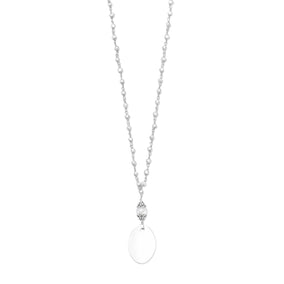 Pyrite Bead Necklace with Oval Engravable Tag