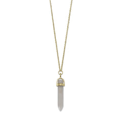 14 Karat Gold Plated Gray Moonstone Spike Necklace