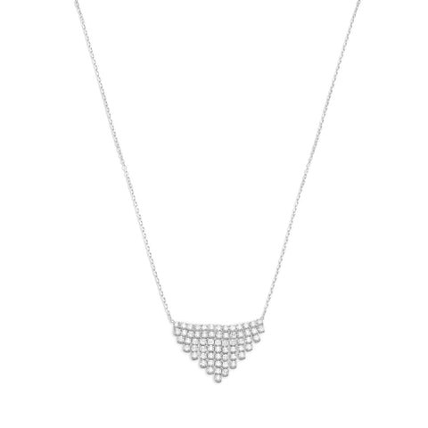 Rhodium Plated CZ "V" Design Necklace