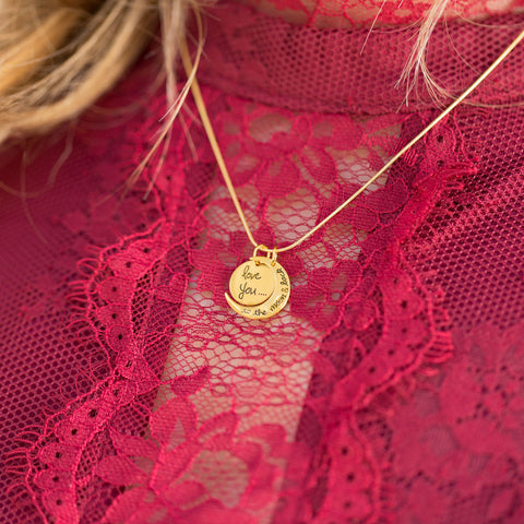 14 Karat Gold Plated Love You to the Moon and Back Charm Necklace