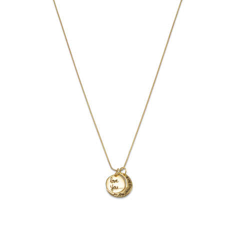 14 Karat Gold Plated Love You to the Moon and Back Charm Necklace