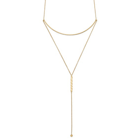 14 Karat Gold Plated Long Bar Drop Necklace