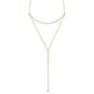 14 Karat Gold Plated Long Bar Drop Necklace