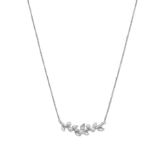 Rhodium Plated Cultured Freshwater Pearl Branch Necklace