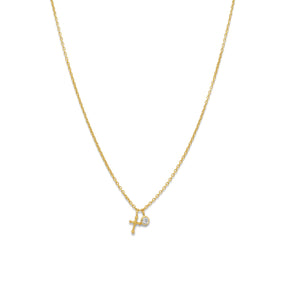14 Karat Gold Plated Cross Charm Necklace