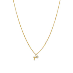 14 Karat Gold Plated Cross Charm Necklace