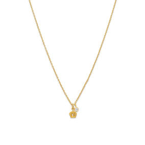 14 Karat Gold Plated Crown Charm Necklace