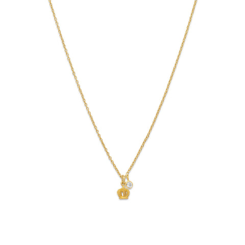 14 Karat Gold Plated Crown Charm Necklace