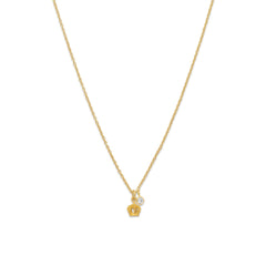 14 Karat Gold Plated Crown Charm Necklace