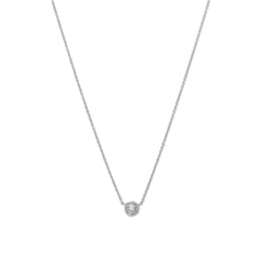 Rhodium Plated CZ Flower Necklace