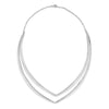 Rhodium Plated Doube "V" Necklace