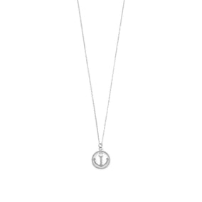 Rhodium Plated Anchor Necklace