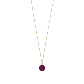14 Karat Gold Plated Dyed Red Druzy Necklace