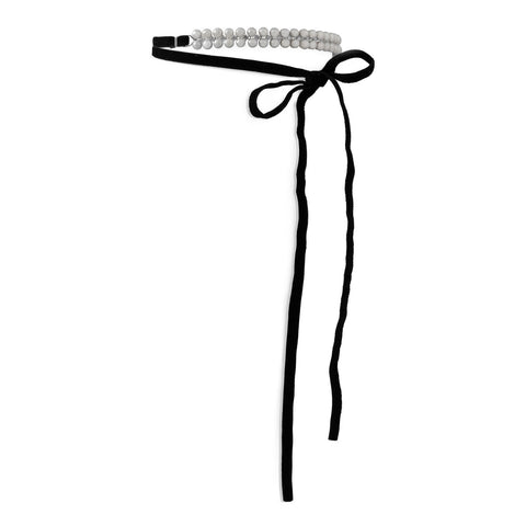 Black Velvet Wrap Choker Necklace with Cultured Freshwater Pearls and CZs