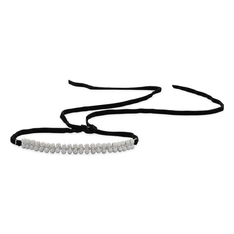 Black Velvet Wrap Choker Necklace with Cultured Freshwater Pearls and CZs