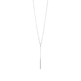 Rhodium Plated Bar Drop Necklace