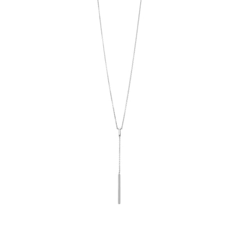 Rhodium Plated Bar Drop Necklace