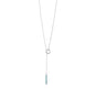 Rhodium Plated Nano Turquoise CZ Drop Lariat Necklace