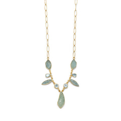14 Karat Gold Plated Aquamarine and Blue Topaz Necklace