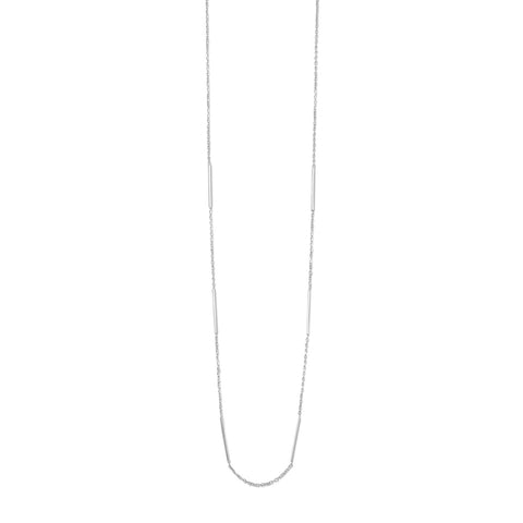 Rhodium Plated Long Chain and Bar Necklace