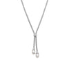 Rhodium Plated Coreana and Cultured Freshwater Pearl End Bolo Necklace