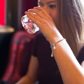 Rhodium Plated coreana and Cultured Freshwater Pearl End Bolo Bracelet