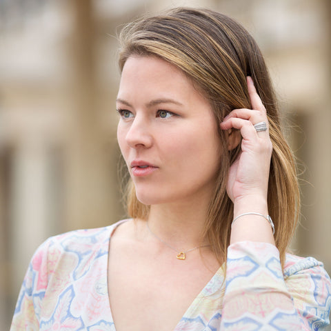 Two Tone Open Heart Necklace