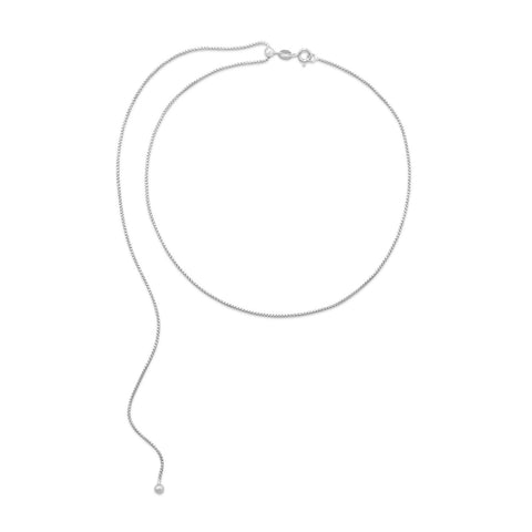 Rhodium Plated Adjustable Box Chain and Ball Necklace